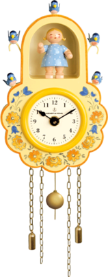 5202/1, Wall Clock, Yellow, with Girl and Birds