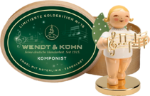 650/129/LE, Gold Edition No.16, Composer, Angel with Stave on a metal base, gold-plated, in a splinter box