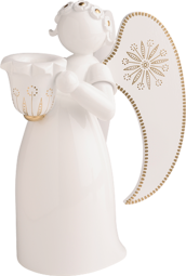553/4R/W, Golden Painted Angel, Large, with Candle Holder, White