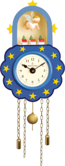 5202/5, Wall Clock, Blue, with Suspended Angel 