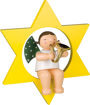772/17, Angel with French Horn, in Star, Large
