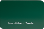 Sockel1/HD/g, Inscribed base, green, "Herzlichen Dank" (Many thanks)