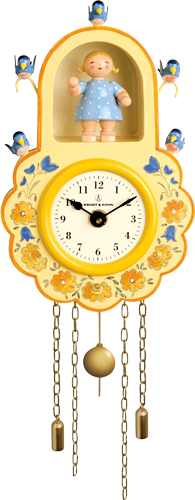 5202/1, Wall Clock, Yellow, with Girl and Birds