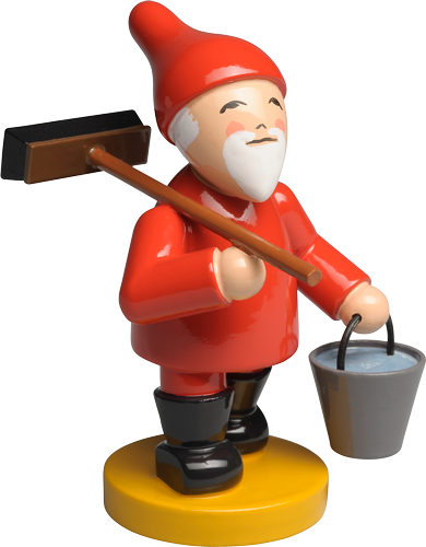 Gnome with Broom and Bucket