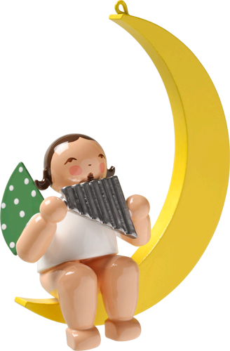 Angel with Pan Flute, in Moon