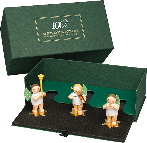 Trio of Anniversary Angels, on Gold-plated Star-shaped Bases