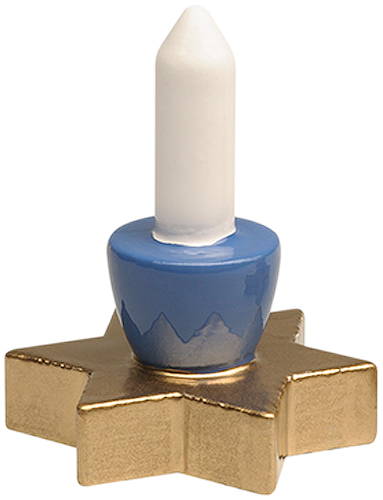 Star Candle Holder with Wooden Candle, Blue