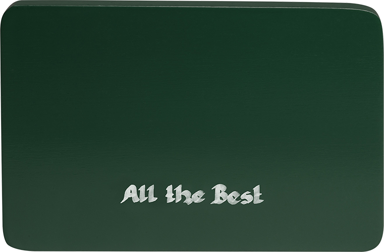 Inscribed base, green, "All the Best"