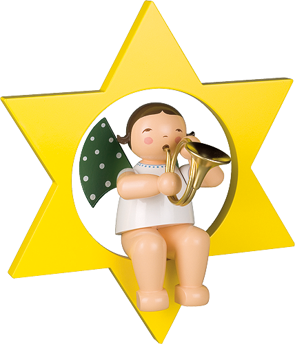 Angel with French Horn, in Star, Large