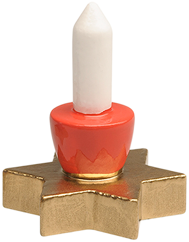 Star Candle Holder with Wooden Candle, Red